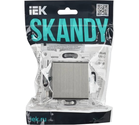 Выключатель 1-клавишный перекрестный IEK SKANDY 10А SK-V03N никель SK-V13-0-10-K50