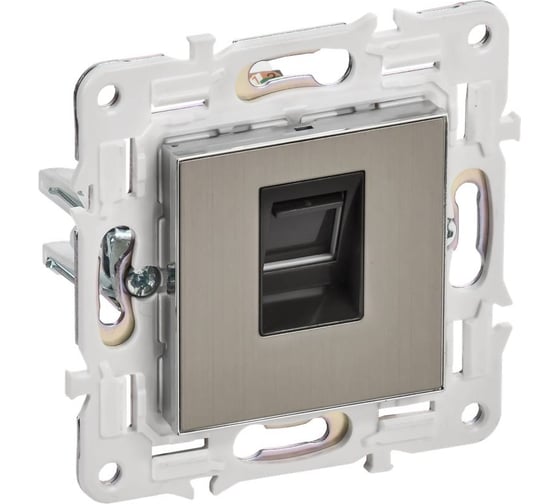 Розетка IEK SKANDY комп. RJ45 кат.6 SK-K02N никель SK-K10-2-K50