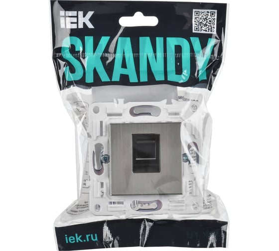 Розетка IEK SKANDY комп. RJ45 кат.6 SK-K02N никель SK-K10-2-K50