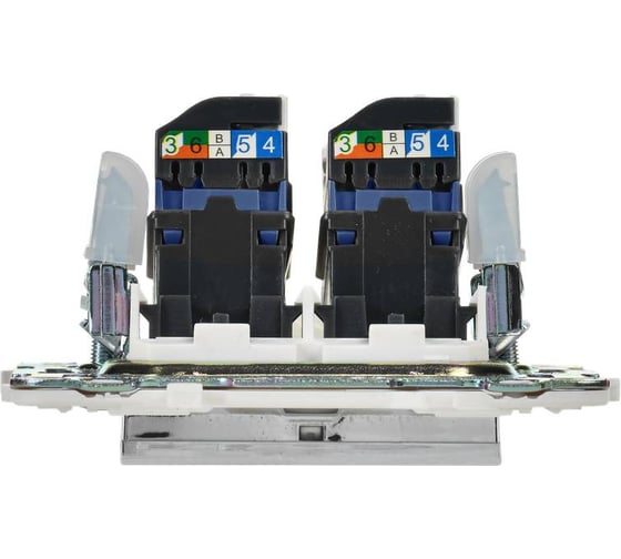 Розетка IEK SKANDY комп. 2-ая RJ45 кат.5E SK-K03N никель SK-K20-1-K50