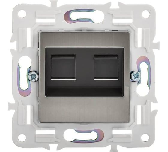 Розетка IEK SKANDY комп. 2-ая RJ45 кат.5E SK-K03N никель SK-K20-1-K50