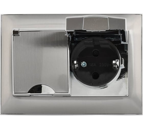 Розетка IEK SKANDY 2-я с кр. 16А в сб IP44 SK-R12N никель SK-R26-16-44-K50-F
