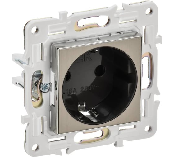 Розетка IEK SKANDY с з/к/ш 16А б/к SK-R06N никель SK-R14-16-1-K50 1
