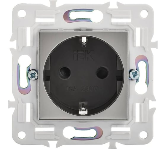 Розетка IEK SKANDY с з/к/ш 16А б/к SK-R06N никель SK-R14-16-1-K50