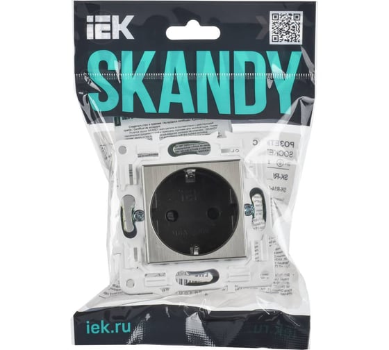 Розетка IEK SKANDY с з/к/ш 16А SK-R04N никель SK-R14-16-K50