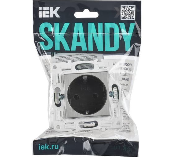 Розетка IEK SKANDY с з/к без з/ш 16А SK-R05N никель SK-R11-16-K50