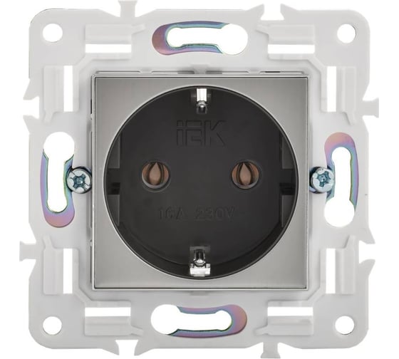 Розетка IEK SKANDY с з/к без з/ш 16А SK-R05N никель SK-R11-16-K50