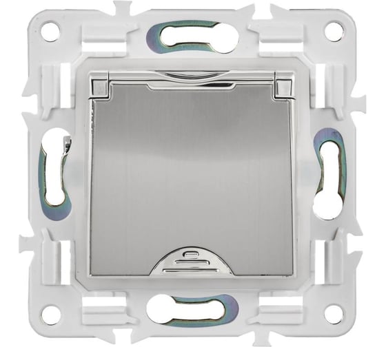 Розетка IEK SKANDY з/к/ш кр. 16А IP44 SK-R11N никель SK-R16-16-44-K50