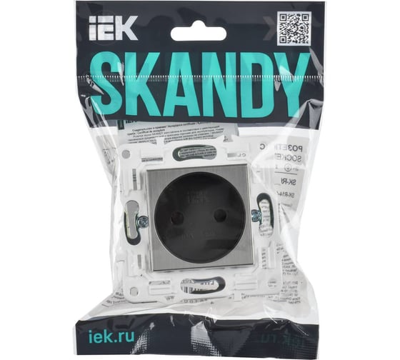 Розетка IEK SKANDY без з/к с з/ш 10А SK-R01N никель SK-R13-10-K50
