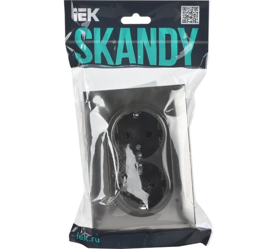 Розетка IEK SKANDY 2-я с з/к/ш 16А в сб. SK-R07N никель SK-R24-16-K50-F