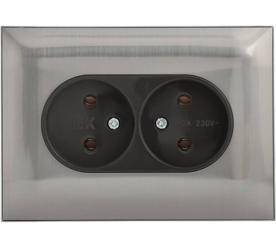 Розетка IEK SKANDY 2-я без з/к/ш 10А в сб. SK-R10N никель SK-R20-10-K50-F