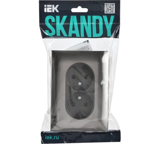 Розетка IEK SKANDY 2-я без з/к с з/ш 10А сб. SK-R09N никель SK-R23-10-K50-F