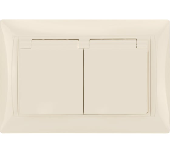 Розетка двойная TDM ELECTRIC 2П+З, 16А, 250В, IP44, с защитными шторками, с крышкой, слоновая кость, Лама TDM SQ1815-0160
