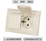 Розетка двойная TDM ELECTRIC 2П+З, 16А, 250В, IP44, с защитными шторками, с крышкой, слоновая кость, Лама TDM SQ1815-0160 2