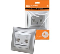 Розетка компьютерная двойная TDM ELECTRIC RJ45, металлик, Лама TDM SQ1815-0265