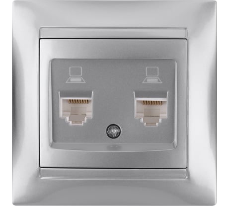 Розетка компьютерная двойная TDM ELECTRIC RJ45, металлик, Лама TDM SQ1815-0265