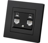 Розетка компьютерная двойная TDM ELECTRIC RJ45, черная Сенеж TDM SQ1816-0323