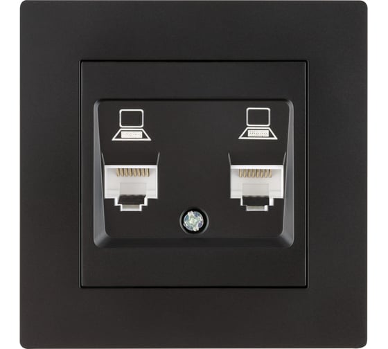 Розетка компьютерная двойная TDM ELECTRIC RJ45, черная Сенеж TDM SQ1816-0323