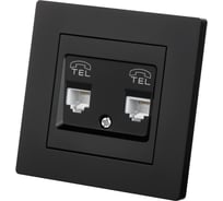 Розетка двойная телефонная TDM ELECTRIC RJ11, черная, Сенеж TDM SQ1816-0326