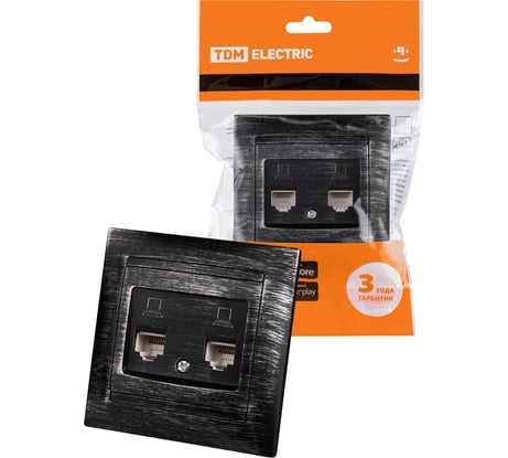 Розетка компьютерная двойная TDM ELECTRIC RJ45, старинное серебро, Лама TDM SQ1815-0672