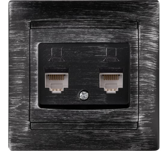 Розетка компьютерная двойная TDM ELECTRIC RJ45, старинное серебро, Лама TDM SQ1815-0672