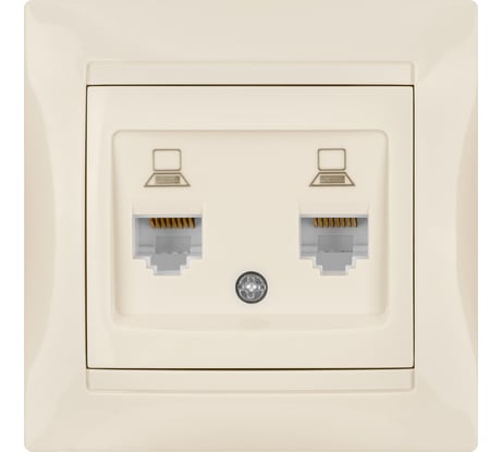 Розетка компьютерная двойная TDM ELECTRIC RJ45, слоновая кость, Лама TDM SQ1815-0155