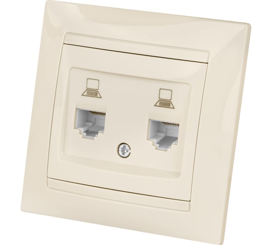 Розетка компьютерная двойная TDM ELECTRIC RJ45, слоновая кость, Лама TDM SQ1815-0155