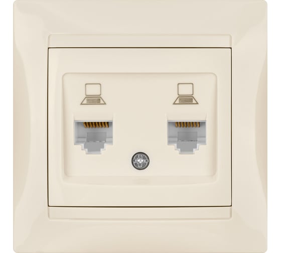 Розетка компьютерная двойная TDM ELECTRIC RJ45, слоновая кость, Лама TDM SQ1815-0155