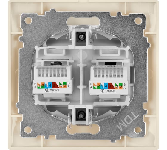 Розетка компьютерная двойная TDM ELECTRIC RJ45, слоновая кость, Лама TDM SQ1815-0155