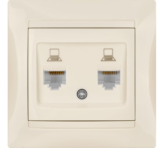 Розетка компьютерная двойная TDM ELECTRIC RJ45, слоновая кость, Лама TDM SQ1815-0155