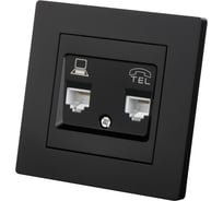 Розетка телефонная + компьютерная TDM ELECTRIC RJ11 + RJ45, черная, Сенеж TDM SQ1816-0327