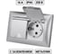 Розетка двойная TDM ELECTRIC 2П+З, 16А, 250В, IP44, с защитными шторками, с крышкой, серебристый металлик, Лама TDM SQ1815-0260 2