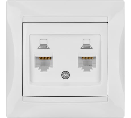 Розетка компьютерная двойная TDM ELECTRIC RJ45, белая, Лама TDM SQ1815-0055