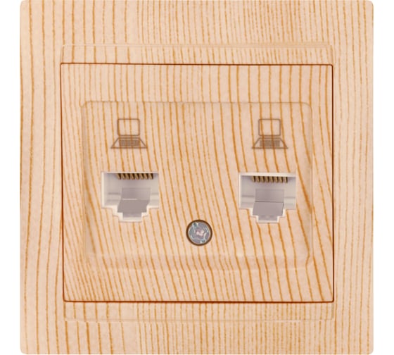 Розетка компьютерная двойная TDM ELECTRIC RJ45, сосна, Лама TDM SQ1815-0365