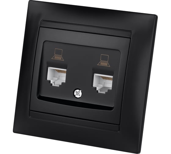 Розетка компьютерная двойная TDM ELECTRIC RJ45, графит, Лама TDM SQ1815-0675
