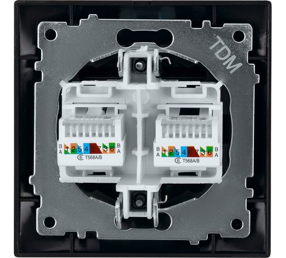 Розетка компьютерная двойная TDM ELECTRIC RJ45, графит, Лама TDM SQ1815-0675