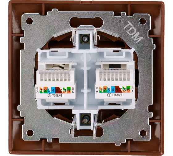 Розетка компьютерная двойная TDM ELECTRIC RJ45, венге, Лама TDM SQ1815-0455