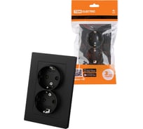 Розетка двойная TDM ELECTRIC 2П+З, 16А, 250В, черная, Сенеж TDM SQ1816-0276