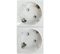 Розетка Filum 2x2К+З нем.стд., 45x90 мм (mosaic), 4 модуля, белая FL-PWS-2P-WH