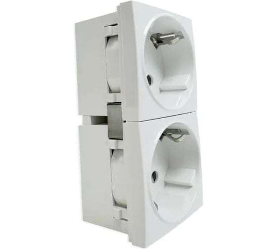 Розетка Filum 2x2К+З нем.стд., 45x90 мм (mosaic), 4 модуля, белая FL-PWS-2P-WH