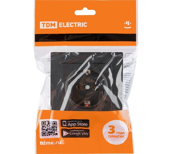 Розетка TDM ELECTRIC 2П+З 16А 250В черная Сенеж TDM SQ1816-0272
