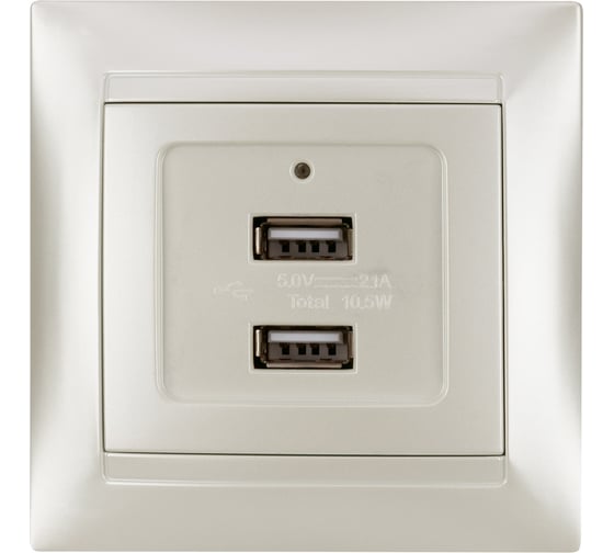 Розетка TDM ELECTRIC 2USB порт 2,1А 5В перламутр Лама TDM SQ1815-0841