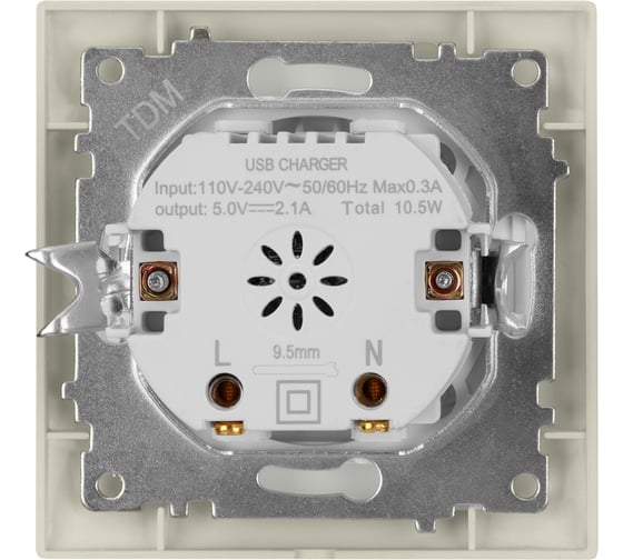 Розетка TDM ELECTRIC 2USB порт 2,1А 5В перламутр Лама TDM SQ1815-0841