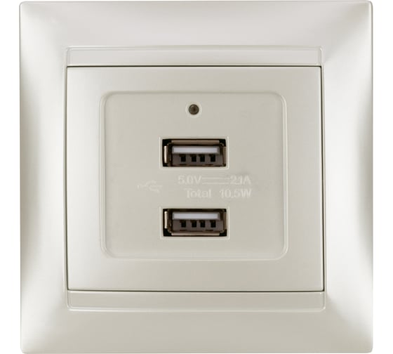 Розетка TDM ELECTRIC 2USB порт 2,1А 5В перламутр Лама TDM SQ1815-0841