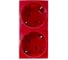 Розетка Filum FL-PWS-2P-RD 2х2К+З нем.стд., 45х90 мм (mosaic), 4 модуля, красная, 00-01114957 1