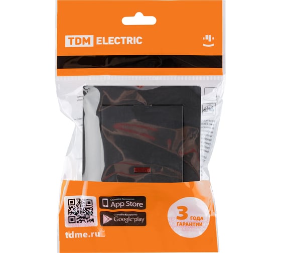 Выключатель TDM ELECTRIC 1 клавишный с подсветкой 10А черный Сенеж TDM SQ1816-0304