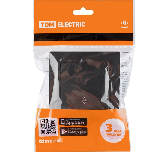 Выключатель TDM ELECTRIC на 2 направления 1 клавишный 10А черный Сенеж TDM SQ1816-0306