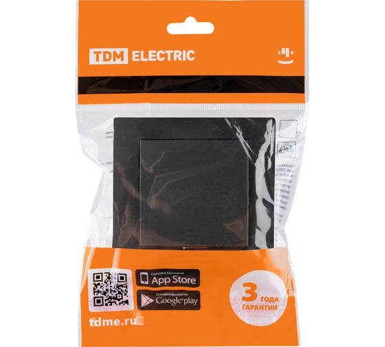 Выключатель TDM ELECTRIC 1 клавишный 10А черный Сенеж TDM SQ1816-0301