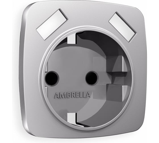 Лицевая панель Ambrella VOLT для электрической розетки с заземлением со шторками, 2USB A+A OMEGA OP5090