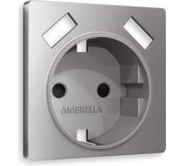 Лицевая панель Ambrella VOLT для электрической розетки с заземлением со шторками, 2USB A+A ALFA AP5090